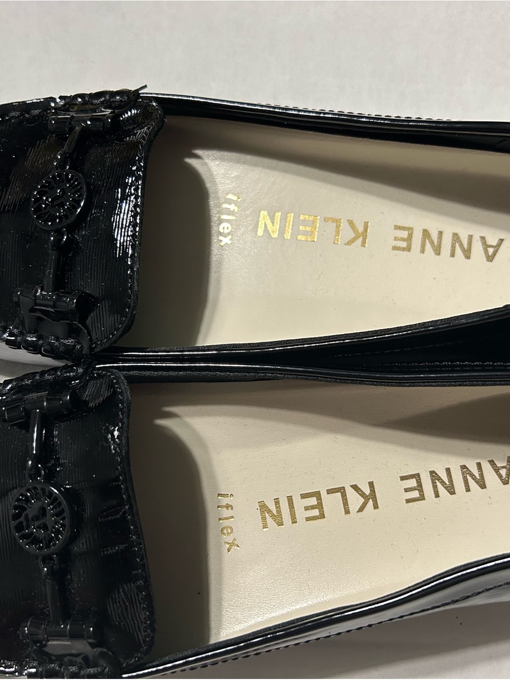 Anne Klein Black Patent Leather Slip-On Loafers